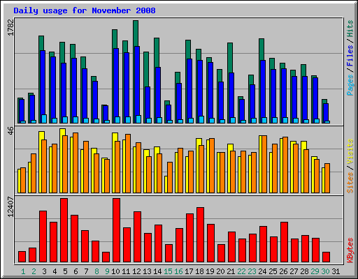 Daily usage for November 2008