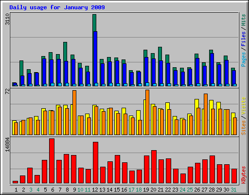 Daily usage for January 2009
